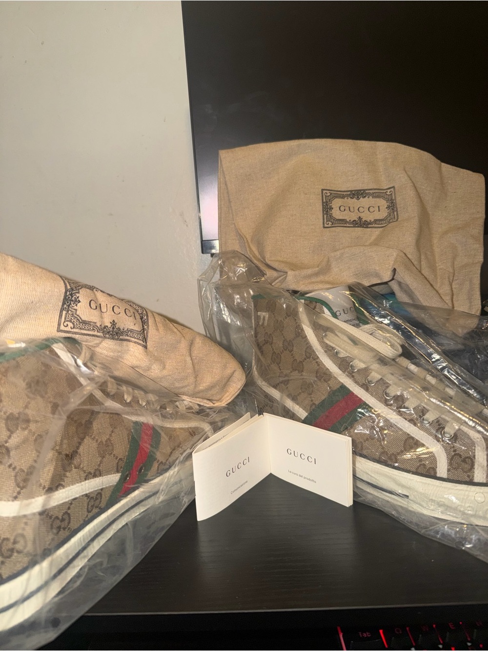 Gucci Brown GG Canvas Sneakers with Green and Red Web - Picture 3 of 7